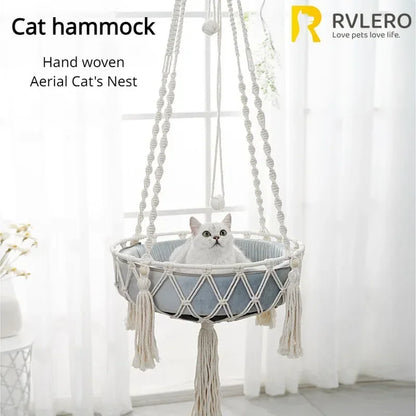 Cat Hammock Swing Cotton Rope Cats Hanging Basket Hanging