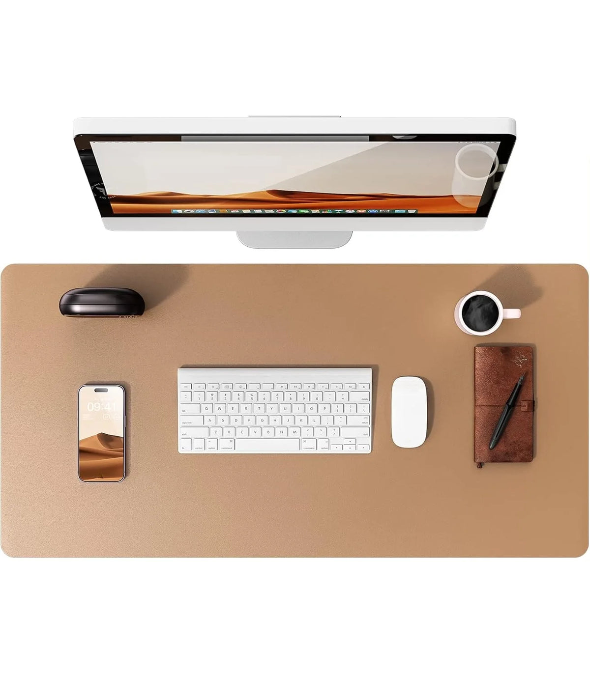 Mouse Pad Office Desk Mat Leather Desk Pad Protector Non-Slip PU Leather Desk Blotter