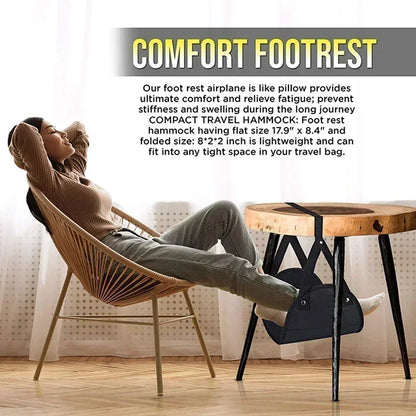 Portable Airplane Foot Rest Hammock – Adjustable Travel Footrest for Flights, Lightweight & Foldable Leg Support