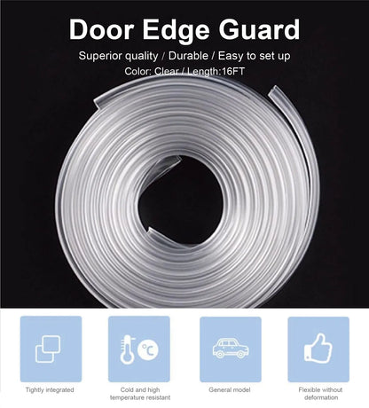 Car Door Edge Guards, 16ft Clear Chrome Universal U Shape Rubber Sealed Door Edge Protection Fit for Most Car