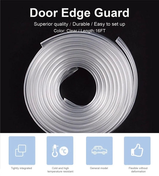 Car Door Edge Guards, 16ft Clear Chrome Universal U Shape Rubber Sealed Door Edge Protection Fit for Most Car