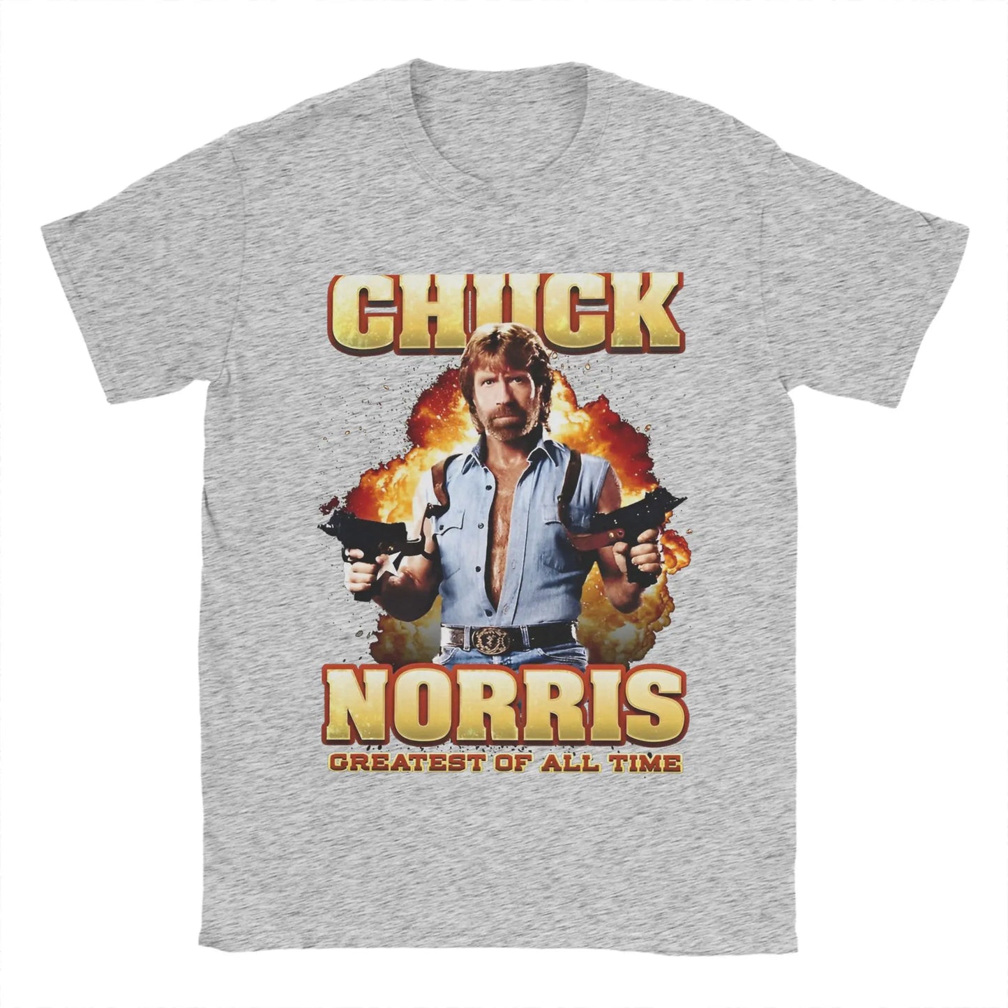 Men Women Printed Chuck Norris Greatest of all Time T Shirt Tee Pure Cotton  T-shirts Clothes