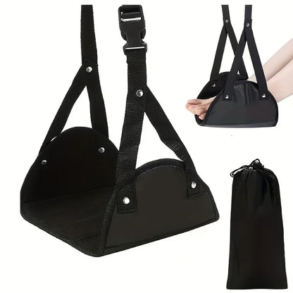 Portable hammock footrest with adjustable shoulder straps, perfect for travel accessories and easy to carry