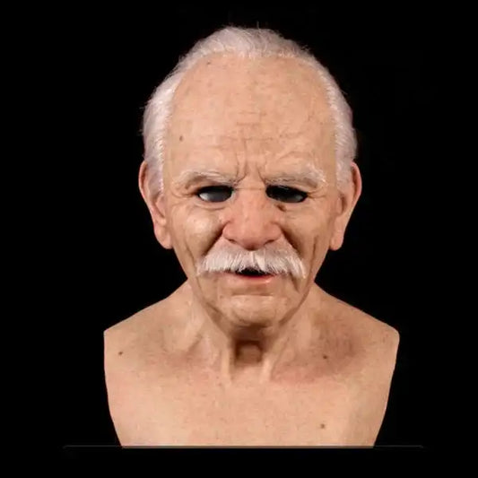 Old Man Mask Full Head Latex Halloween Horror Funny Real Masks