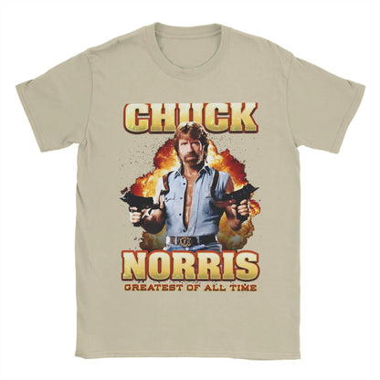 Men Women Printed Chuck Norris Greatest of all Time T Shirt Tee Pure Cotton  T-shirts Clothes