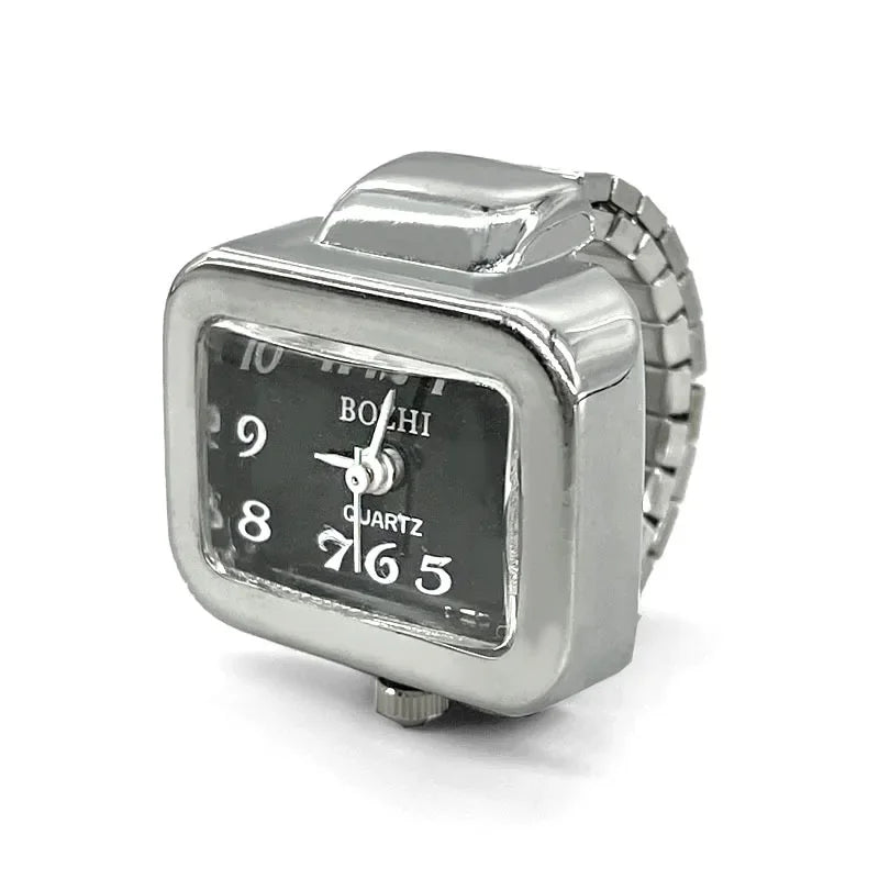 Finger Watch Mini Elastic Strap Alloy Watches Rings Jewelry Clock Retro Roman NEW