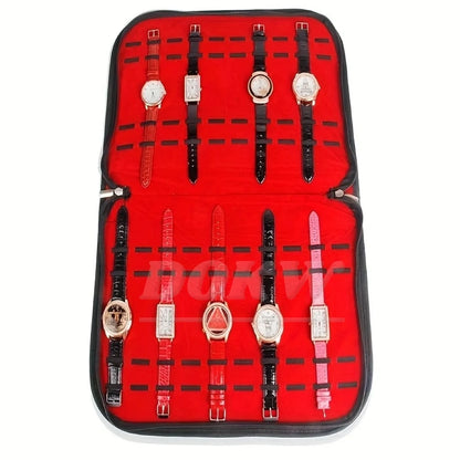 Luxury Portable 20 Compartment Watch Storage Bag Collection Pouch Display Case for Stall Counter Exhibition Watch Box