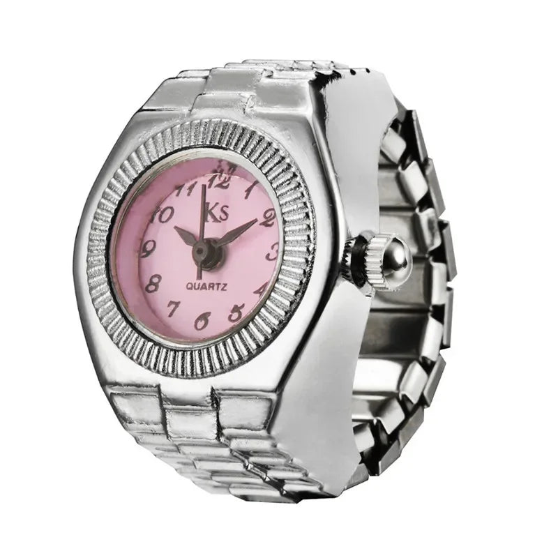 Finger Watch Mini Elastic Strap Alloy Watches Rings Jewelry Clock Retro Roman NEW
