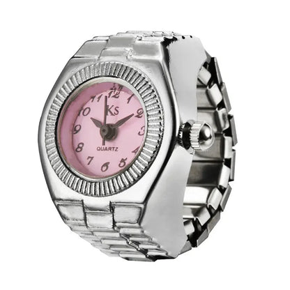 Finger Watch Mini Elastic Strap Alloy Watches Rings Jewelry Clock Retro Roman NEW