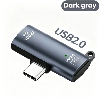 TF Card to Type-C Reader 2 Options Support 2TB & Charging 3.0 100W Fast Charging for iPhone 15/16 PC