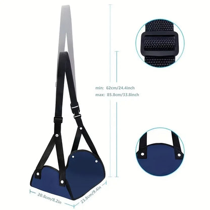 Airplane Footrest With Adjustable Strap, Portable Hammock Leg Rest, Perfect Travel Accessories