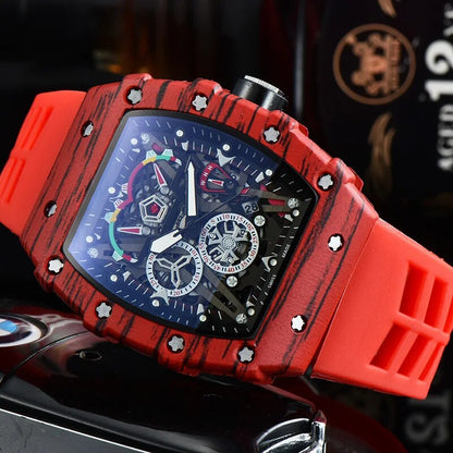 Chronograph Watch for Men Silicone Strap Wristwatch