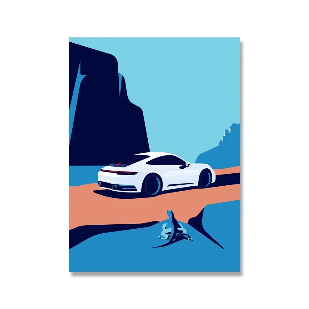 1pc Classic 911 Car Poster Scandinavian Retro Trend Car Wall Art Red Yellow Green White Canvas Painting Home Living Room Deco