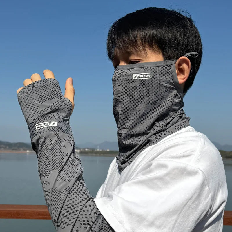 Anti-UV Cycling Mask Sunscreen Face Cover Breathable Ice Silk Face Scarf Men Women Outdoor Sports Fishing Hiking Cooling Mask