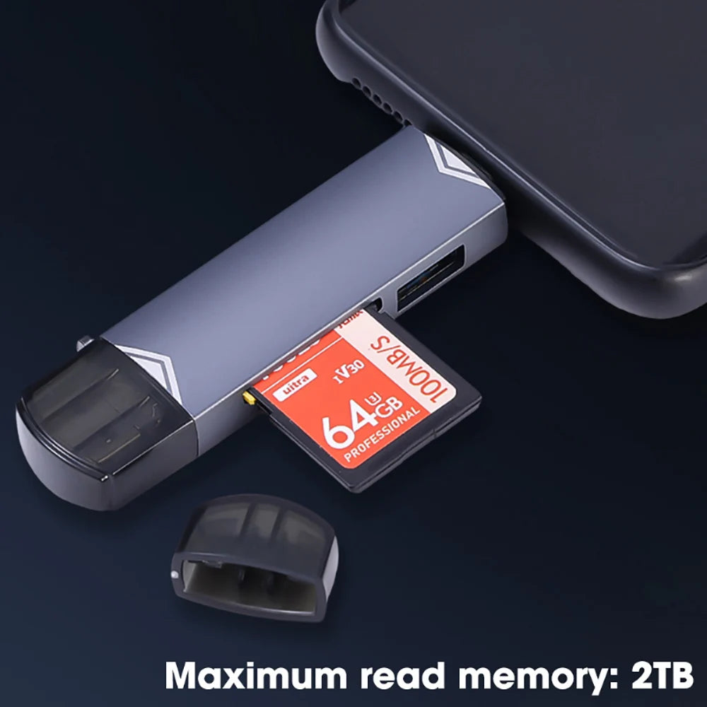 Type SD Card Reader 6 in 1 USB 3.0 Micro USB Flash Drive Adapter 5Gbps High Speed Transfer Card Data Reader