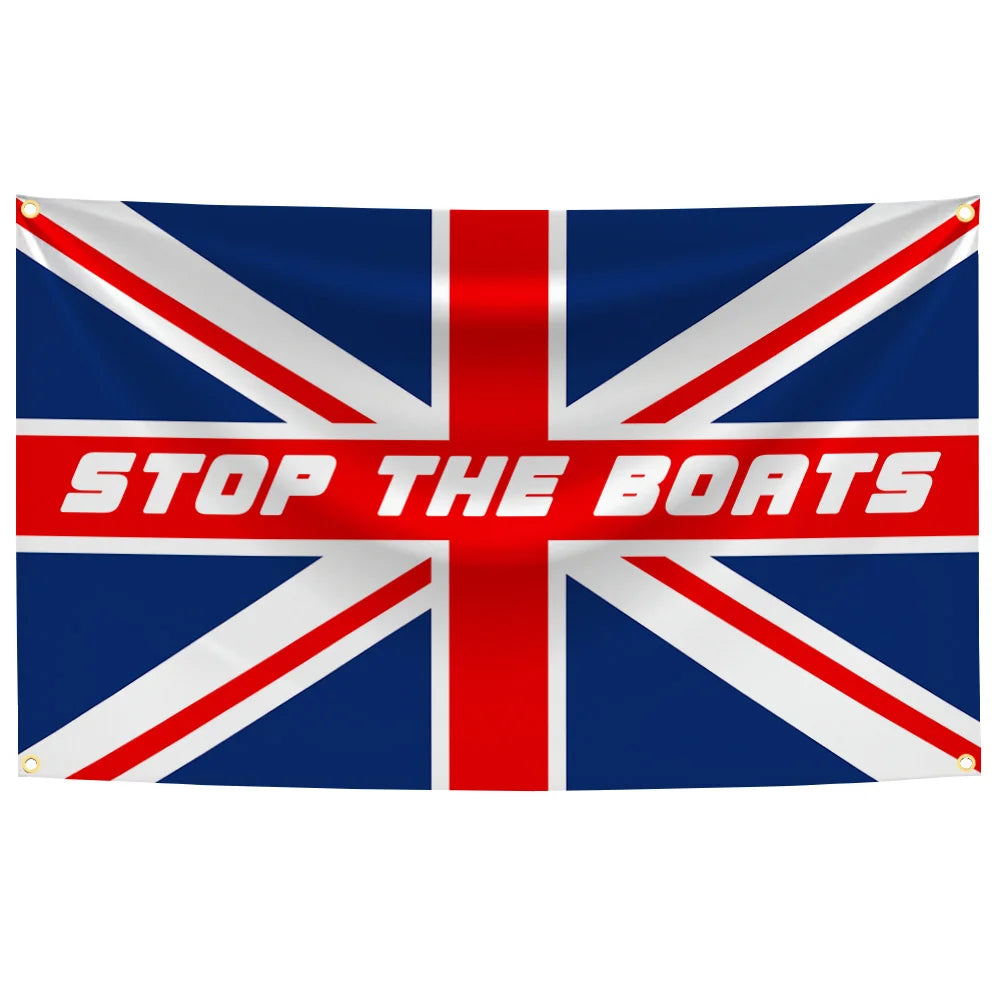 Polyester Stop The Boats Flag - Proudly British Design 🎁 Buy 6 & GET 2 FREE