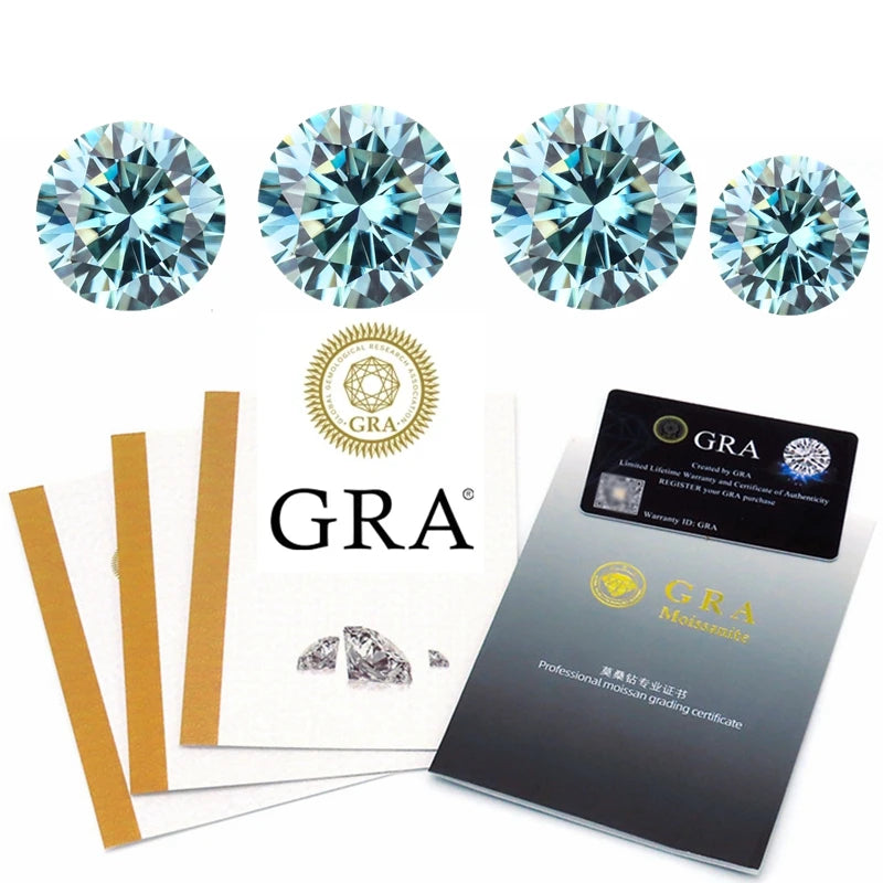 Blue Colored Moissanite Loose Stones VVS1 Certified Moissanite With Cert Report