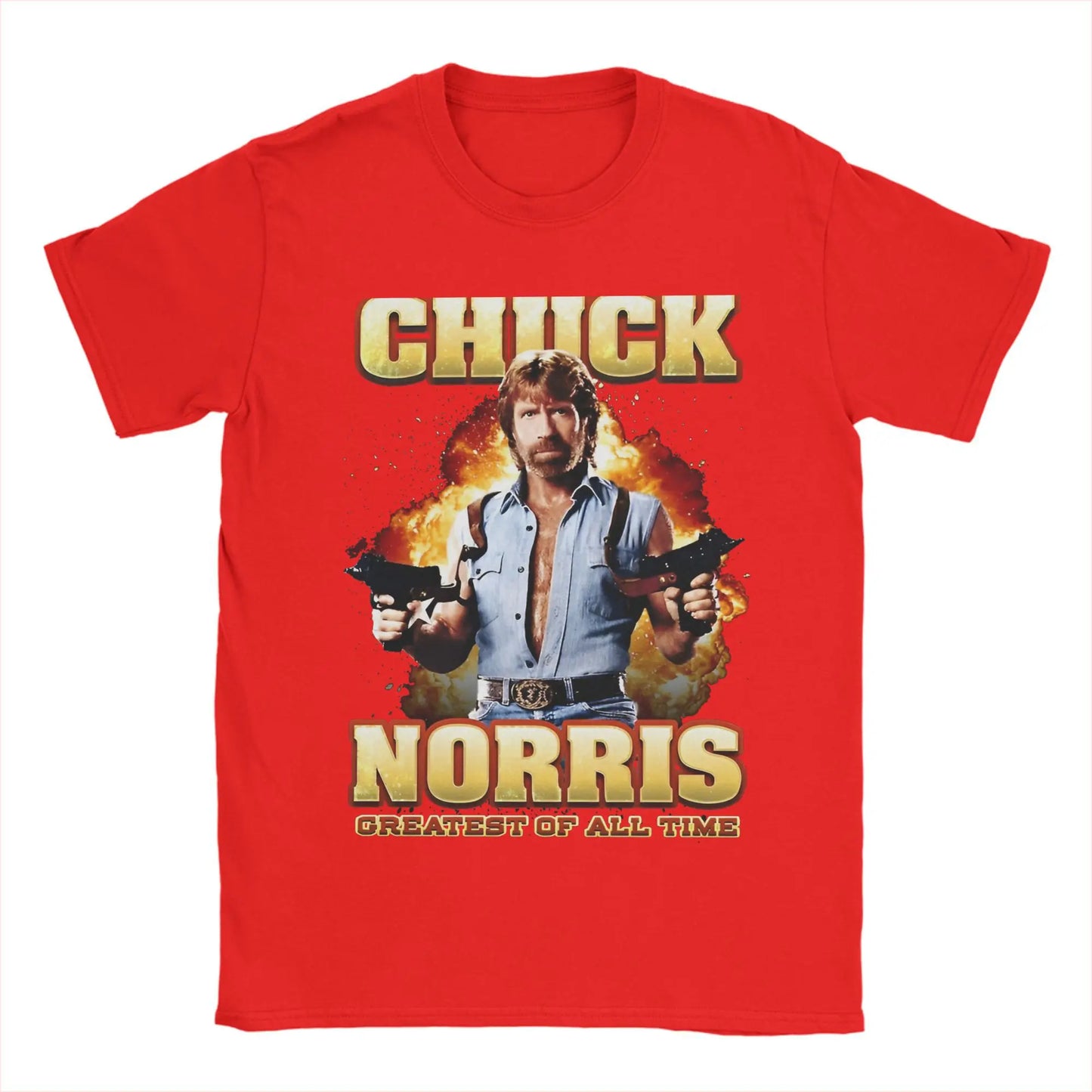 Men Women Printed Chuck Norris Greatest of all Time T Shirt Tee Pure Cotton  T-shirts Clothes
