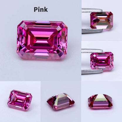 Moissanite Loose Stone VVS1 Emerald Cut Beads Jewelry Making with Certificate