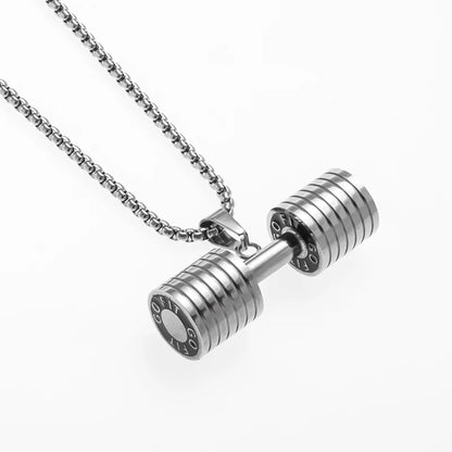 Titanium Steel Dumbbell Pendant Necklace Barbell Fitness Pendant Unisex Sports Jewelry