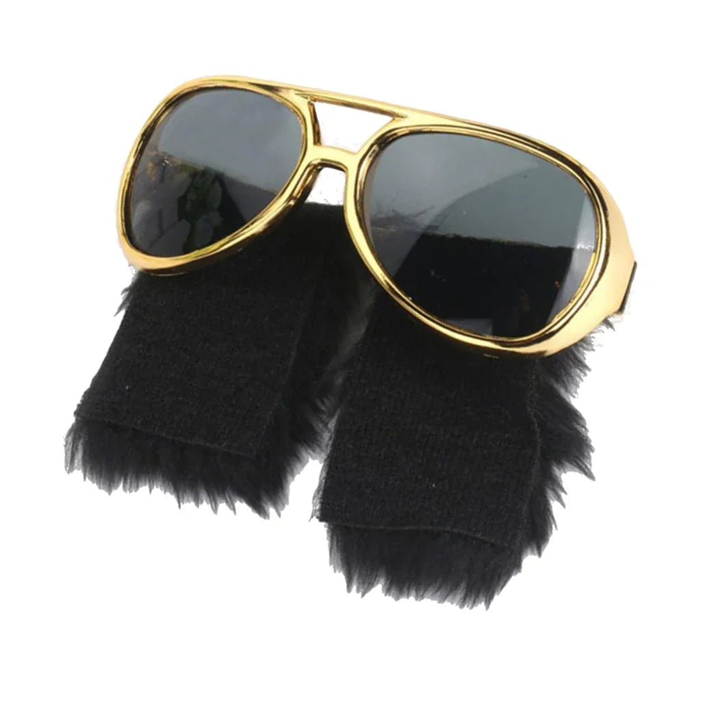 Italian Singer Tony Pitony Elvis Glasses with Hairs UNISEX Costume