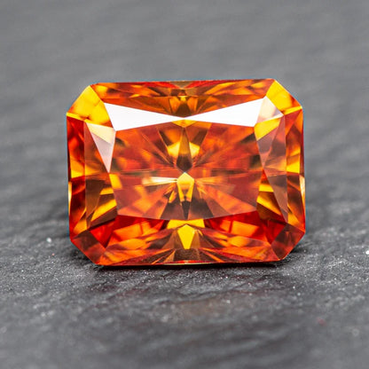 Moissanite Radiant Cut Orange Color Gemstone with GRA Certificate
