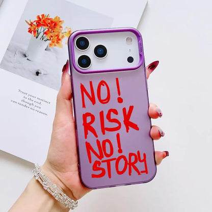 INS No Risk No story Phone Case For iPhone 17 16 15 14 13 12 11 Pro Max Air Matte Laser Aurora Shockproof Funda