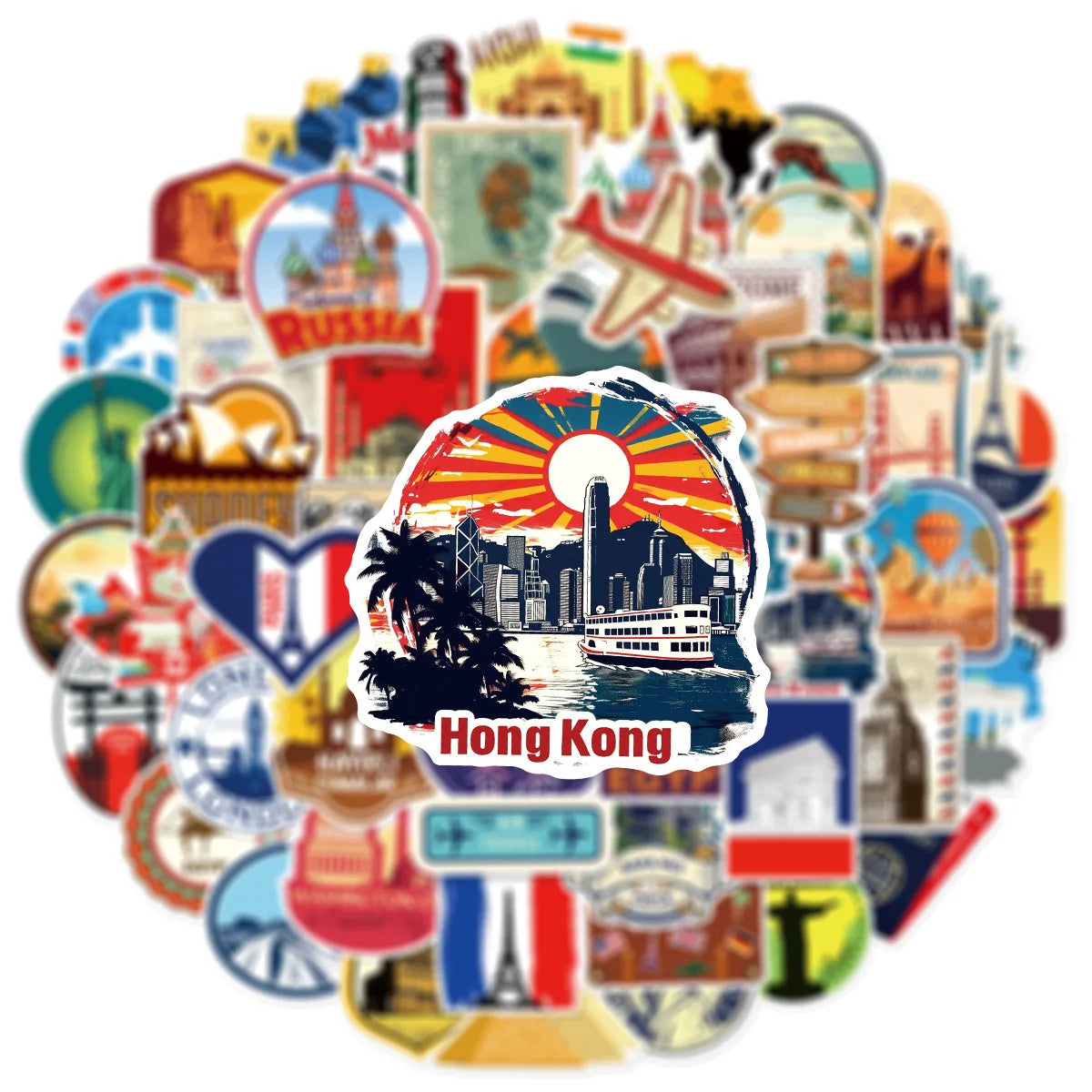 100PCS Travel Stickers Luggage Notebook Phone Waterproof