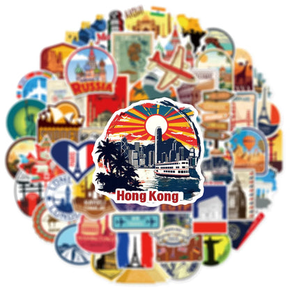 100PCS Travel Stickers Luggage Notebook Phone Waterproof