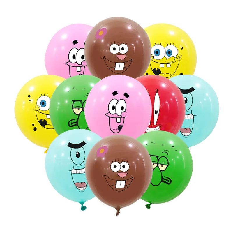 Cartoon SpongeBob Theme Birthday Party Balloon Disposable Tableware Mask Flag Candy Box Backpack Baby Shower party supplies