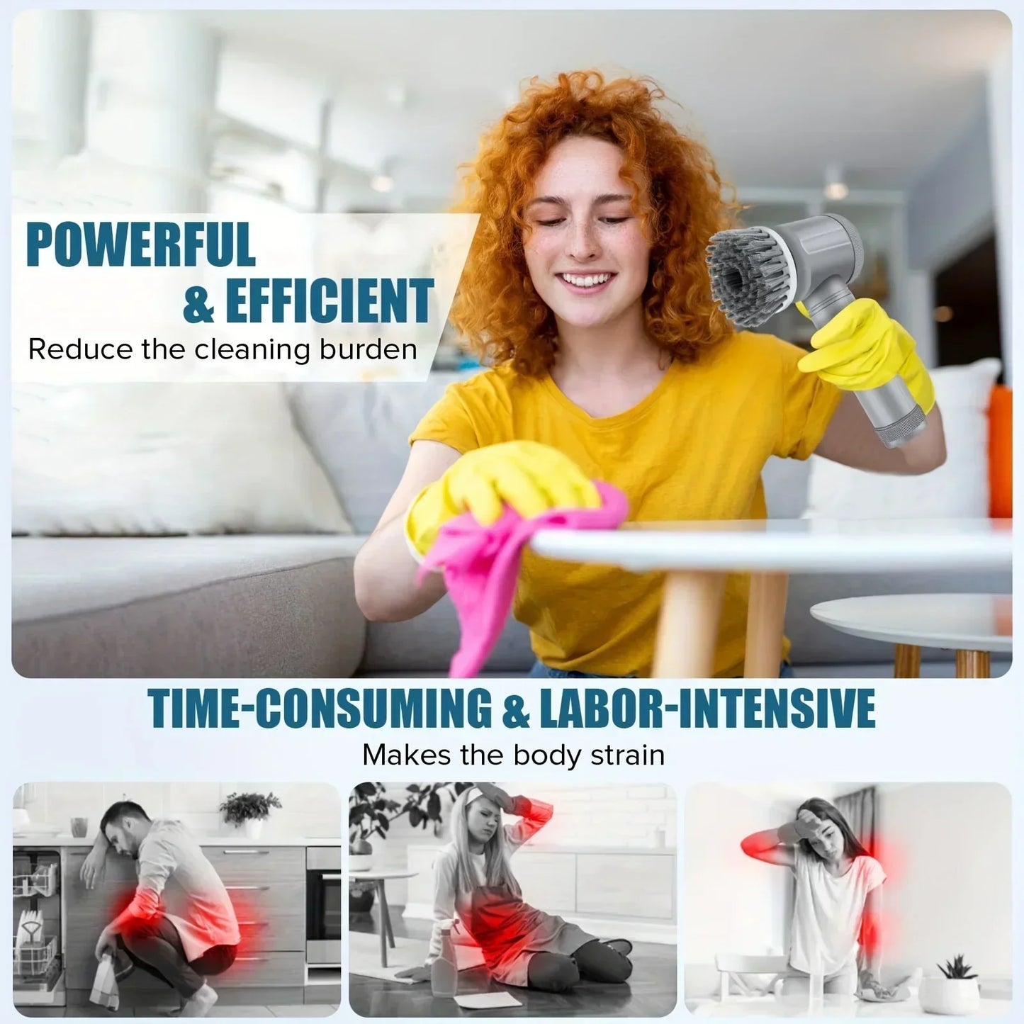 Cordless Electric Spin Scrubber with 5 Replaceable Brush Heads