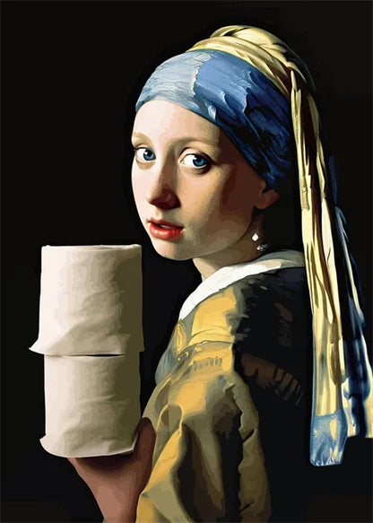 Funny Portrait Bathroom Canvas Posters Mona Lisa Bathroom Meme Funny Toilet Canvas Prints Paintings Unique Home Bathroom Decor