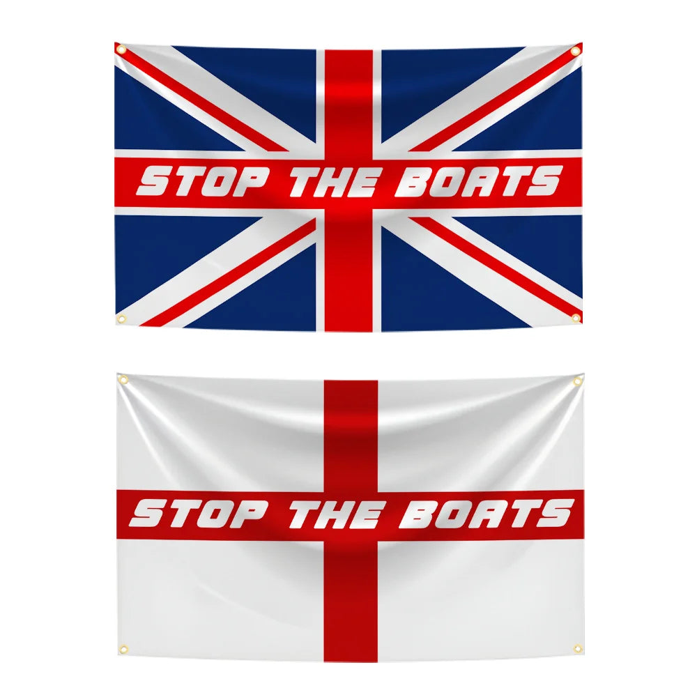 Polyester Stop The Boats Flag - Proudly British Design 🎁 Buy 6 & GET 2 FREE