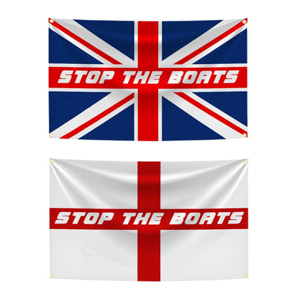 Polyester Stop The Boats Flag - Proudly British Design 🎁 Buy 6 & GET 2 FREE