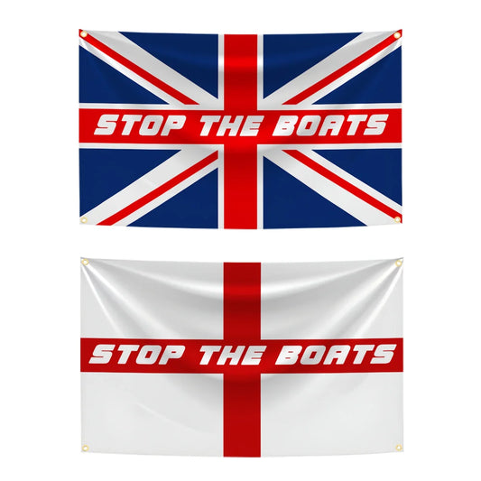 Polyester Stop The Boats Flag - Proudly British Design 🎁 Buy 6 & GET 2 FREE