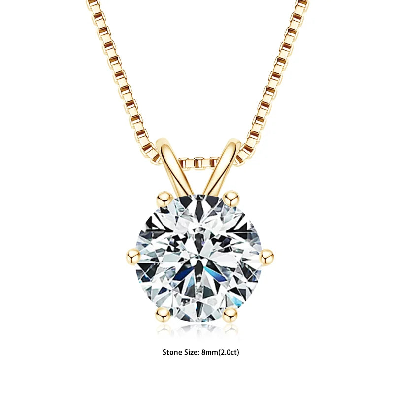 RAPRGOLD Certified 0.5-5ct Moissanite Pendant Necklaces S925 Sterling Silver Solitaire Necklace Chains For Women Jewellry Gifts