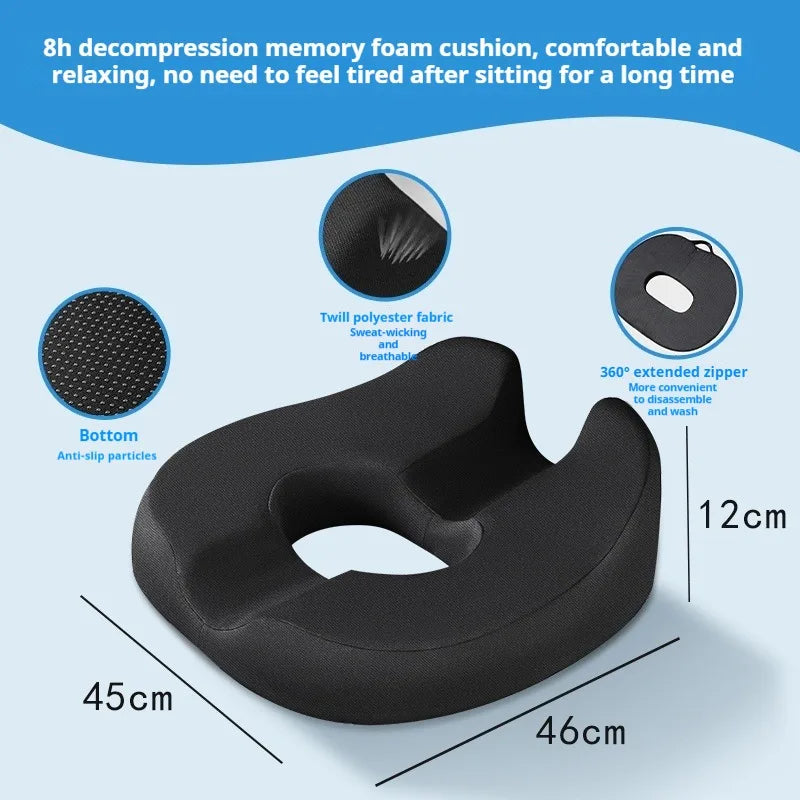 Office Seat Cushion for Hemorrhoids-Long Hours Comfort Breathable Hollow Design Beautiful Butt Lumbar & Tailbone Support Toilet