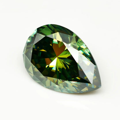 Never Fake Pear Cut Green Moissanite Stone with Certificate VVS1 Moissanite Loose Gemstones Pass Diamond Tester with GRA