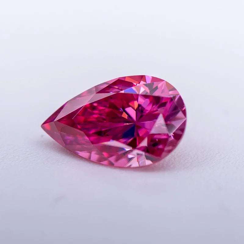 Moissanite Pink Color Pear Cut Lab Gemstone DIY Ring Necklace Earrings with Certificate