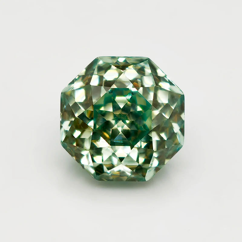 Never Fade Peacock Blu/Green Octagon Rose Cut Moissanite Diamond Loose Gemstones with GRA Certificate for DIY Jewerly Making