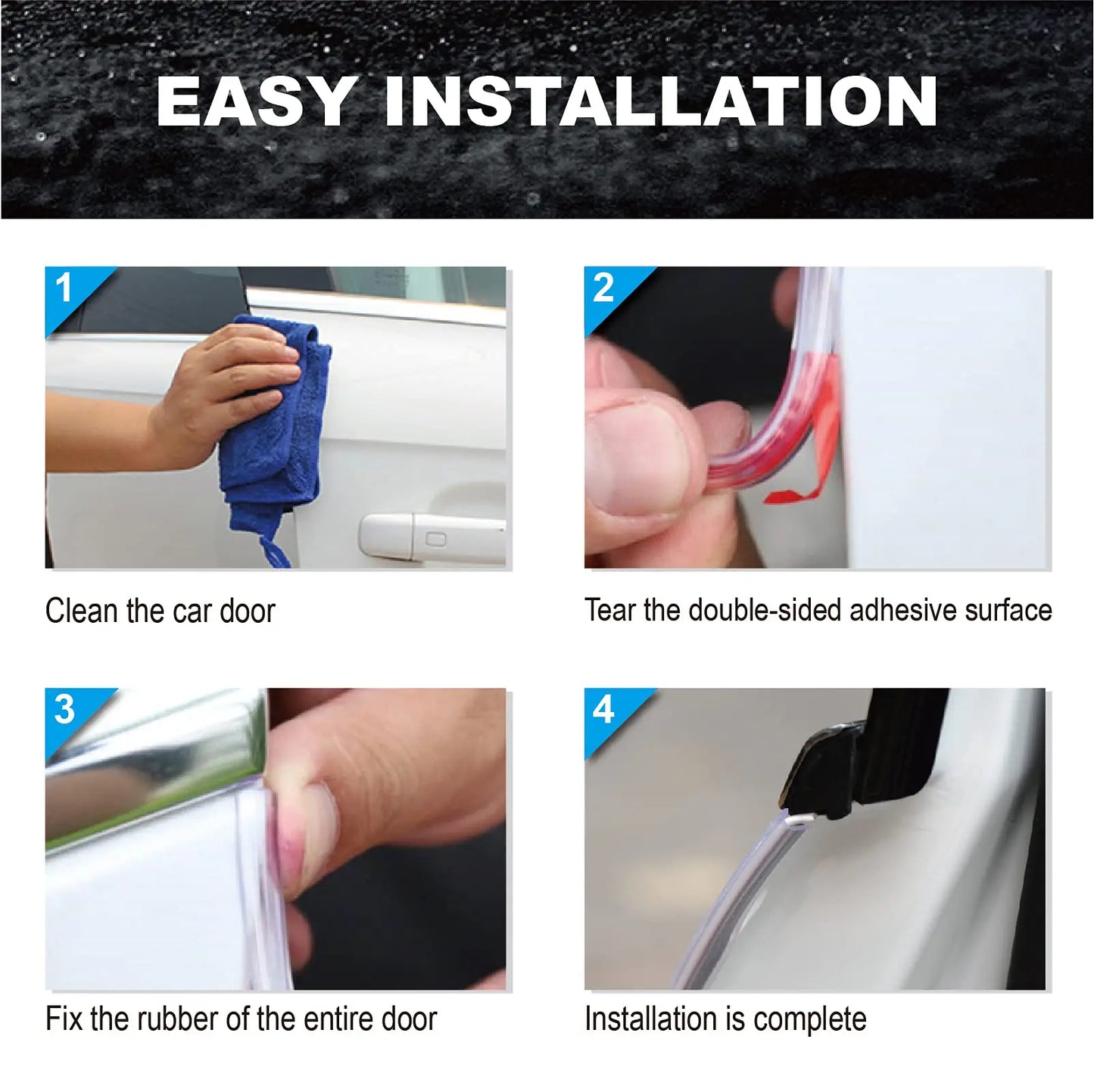 Car Door Edge Guards, 16ft Clear Chrome Universal U Shape Rubber Sealed Door Edge Protection Fit for Most Car