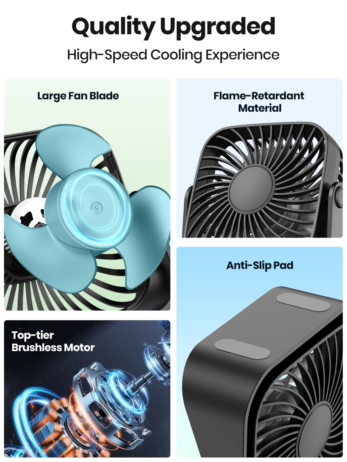 4Inch USB Mini Portable Fan for Room Home Camping Boat