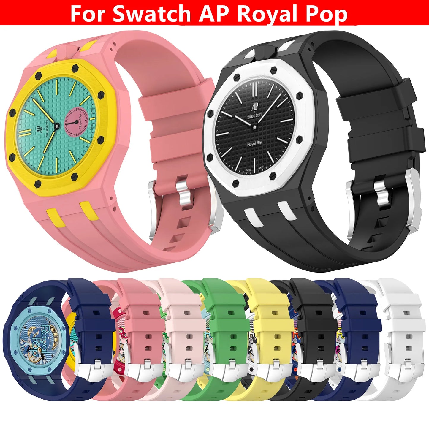 Swatch AP Mod Case with Integrated Silicone Strap Royal Oak Style Watch Upgrade NEW 2026