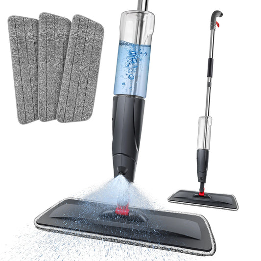 DayPlus 360° Spray Mop with 3 Microfibre Pads and Window Scraper NEW