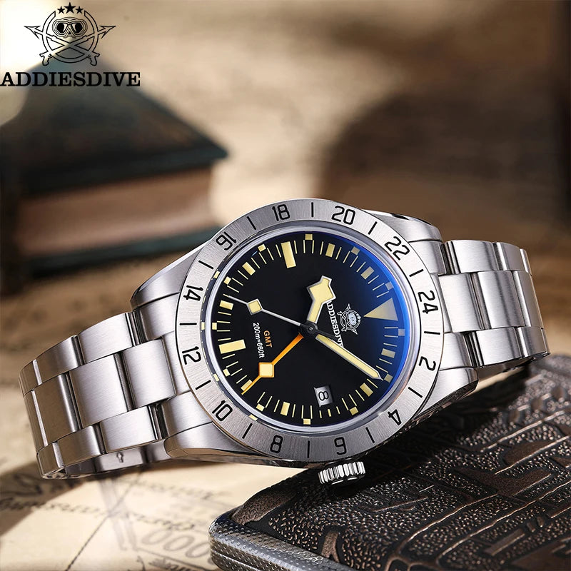 GMT Watch Explorer 200m Waterproof Luminous Stainless Steel Diver