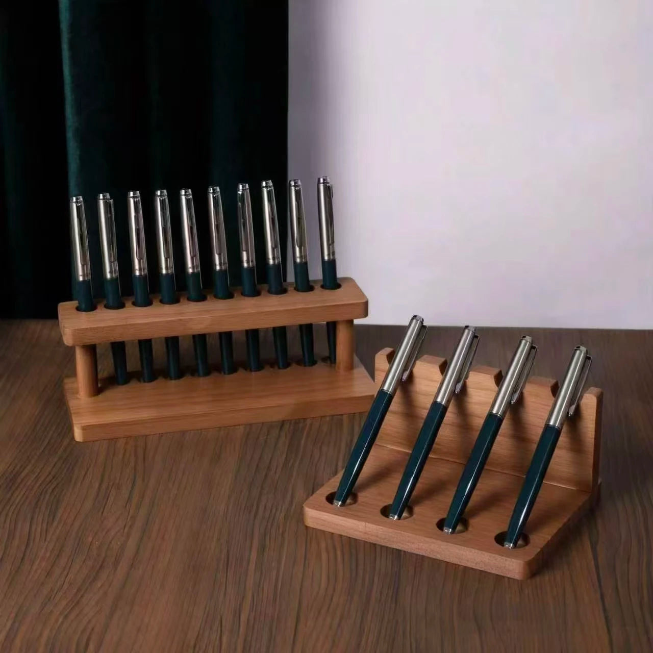 1PC Walnut Wood Multifunction Desk Organizer - Pen Holder, Phone Stand & Storage Solution for Office and School