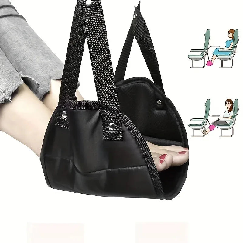 Portable hammock footrest with adjustable shoulder straps, perfect for travel accessories and easy to carry