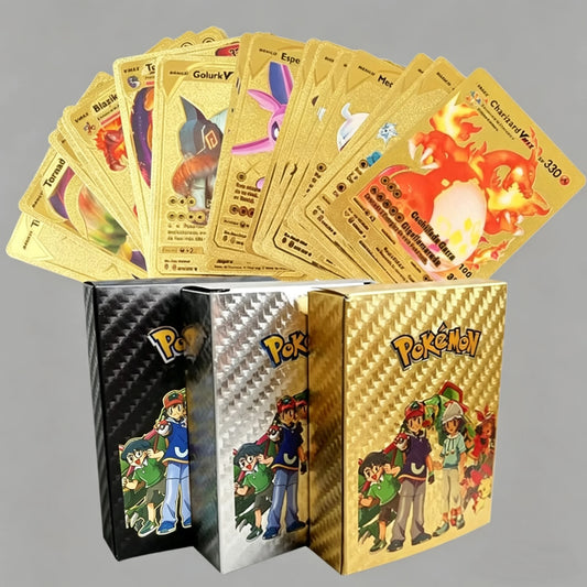 55PCS Pokemon Cards Vmax GX Gold Foil Flash Box English