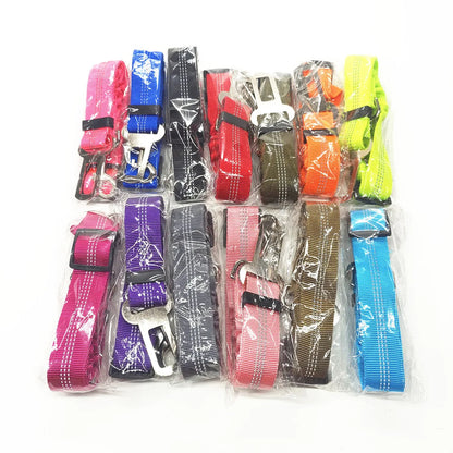 Pet Dog Seat Belt Adjustable Travel Car Safety Harnesses Lead Restraint Reflective Strap