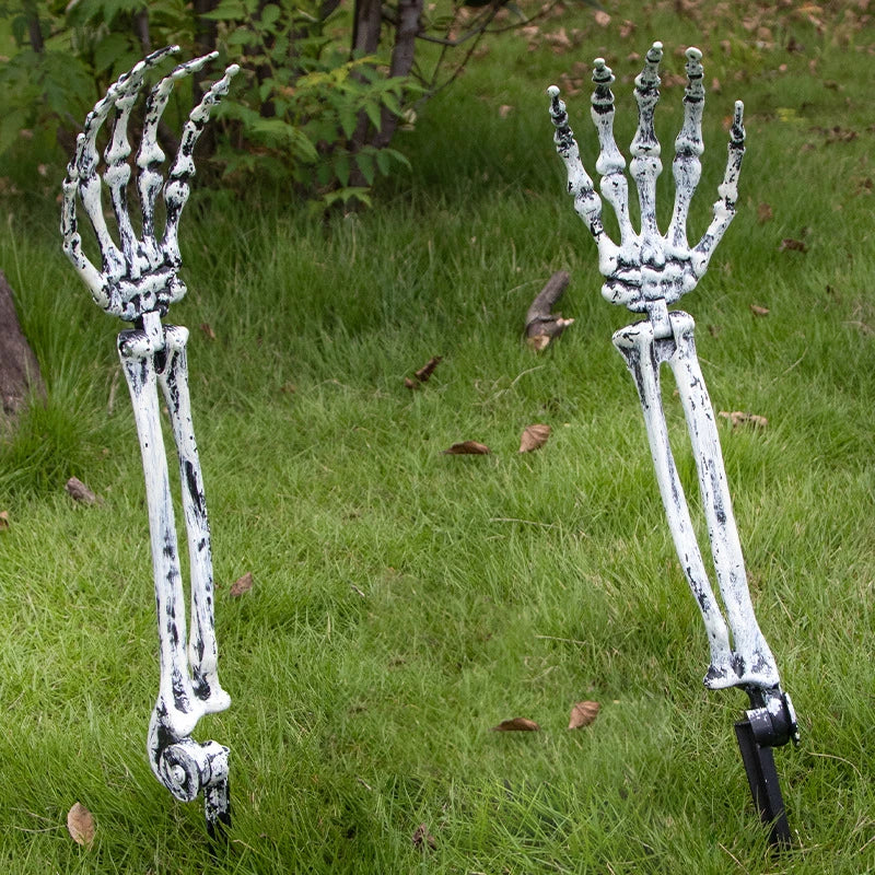 Halloween Outdoor Skeleton Ground Stakes, Realistic Skull & Skeleton Arm Hands Lawn Stakes, Graveyard Horror Yard Decor